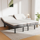 Marsail MS01 Split King Adjustable Bed Frame + 10-inch Gel Memory Foam Mattress, Adjustable Bed Base with Under-Bed Nightlight, Wireless Remote Control Adjustable Bed with 4 Height Options, Split King Marsail