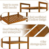 Utoplike Teak Wood 4-Tier Bathroom Shelf Organizer with Handles Utoplike