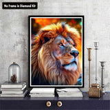 Zariocy 5D Diamond Art Kits for Adults Lion, DIY Diamond Painting Art Animals Round Full Drill Crystal Diamond Embroidery Paintings Arts Craft for Home Office Wall Decor 12x16 inch Zariocy