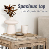 Upolana Dog Crate Furniture with Bed, Wooden Dog Kennel Furniture End Table Dog Crate with 3 Doors, Indoor Solid Wood Dog Cage Upolana