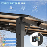 SUNCROWN 10'x10' Hardtop Gazebo, Wall-Mounted Gazebos Pergola, Outdoor Reclining Gazebos with Metal Frame, Lean to Gazebo Metal Awnings for Patio, Deck, Backyard, Porch, Lawns SUNCROWN