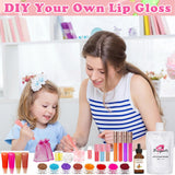 BRIPATI DIY Lip Gloss Making Kit, 46PCS DIY Lip Gloss Kit to Make Your Own Lip Gloss, Moisturizing Lip Glaze Handmade Set, Beginner Lip Gloss Kit, Lip Gloss Making Supplies Set for Women Girls BRIPATI