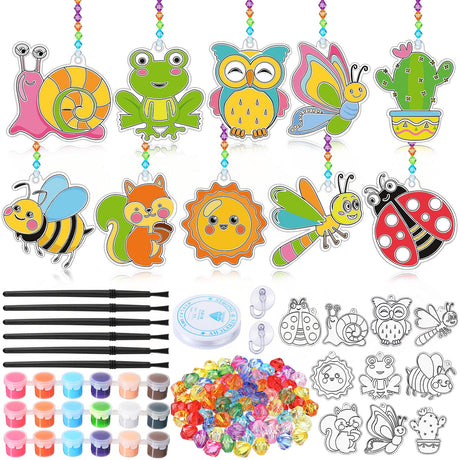WinnerWhy 30 Sets Suncatchers Window Art Kits, DIY Sun Catchers Bulk Crafts Paint Your Own Window Ornaments for Boys Girls Classroom Home Party Birthday Activity Decor (Vibrant Style) WinnerWhy