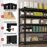 BuxWellBang 48" W x 18" D x 72" H Adjustable Garage Storage Shelves - 5-Shelf Heavy Duty Shelving Unit, Metal Utility Storage Organizer Racks for Warehouse Pantry Closet Kitchen, Black BuxWellBang
