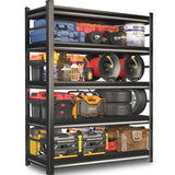 SFTORMAS 48" W Garage Shelving Heavy Duty Storage Shelves Adjustable 5 Tier Metal Shelves for Garage Warehouse Basement Industrial Utility Racks,Black SFTORMAS