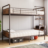 IDEALHOUSE Metal Bunk Bed Twin Over Twin, Twin Bunk Beds, Heavy Duty Twin Size Metal Bunk Bed with High Guardrail & Ladders, Convertible Bunk Beds for Kids Adults, No Box Spring Needed IDEALHOUSE