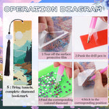 Sitsink Scenery Diamond Art Bookmarks - 6 Pcs Sunset Diamond Painting Bookmark Kits with Tassels, Sunrise DIY Gem Art Rhinestone Crafting Kit for Adults Women Sitsink