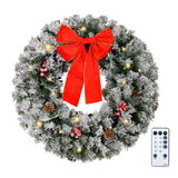 VINGLI 36 Inch Prelit Christmas Wreath, Artificial Christmas Wreath for Front Door, Window, Fireplaces, Indoor Decorate, with 100 LED Lights, 300 Forested Branches (Plug-in) VINGLI