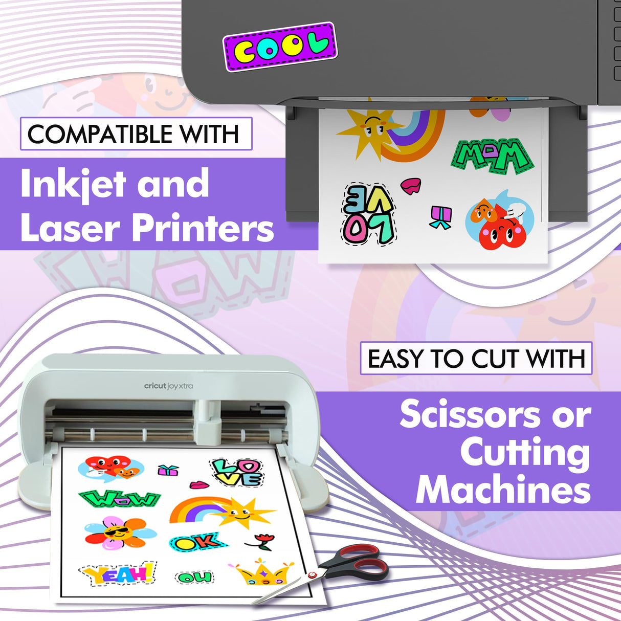 A-SUB Premium Printable Vinyl Sticker Paper for Inkjet Printers, 50 Sheets Matte White Waterproof Sticker Paper 8.5x11 Inch for Making Your Own Stickers at Home A-SUB