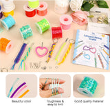 PP OPOUNT Solid/Laser/Glitter Plastic Lanyard String Kit, 15 Rolls Boondoggle String with 60 Keychain Accessories and Instructions, Gimp String for DIY Bracelets, Lanyard (886 Feet) PP OPOUNT