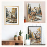 Deer Diamond Art Kits for Adults - 4 Pcs DIY Forest Animal Diamond Painting Set Elk 5D Full Drill Gem Art Craft for Beginners Home Wall Decor 9.84 x 13.7 Inches INCOK