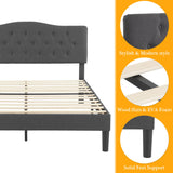 VECELO Full Size Bed Frame Upholstered Platform with Tufted Adjustable Headboard/Mattress Foundation Wood Slat Support/Easy Assembly,Grey VECELO