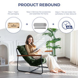 MAXYOYO Modern Accent Chair, Comfy Living Room Chair with Metal Frame Wooden Armrest, Upholstered Armchair with Soft Cushion for Bedroom Balcony Lounge Reading Room, Dark Green MAXYOYO