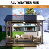 COSIEST 10x12Ft Cedar Wood Gazebo, Outdoor Hardtop Gazebo with Galvanized Steel Gable Roof, Wooden Gazebo Pavilion for Patio Backyard Deck Lawn COSIEST