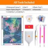 Offito Aurora Diamond Art Kits for Adults, 5D Snowy Mountains Lake Diamond Painting Kits for Beginners, Fantastic Landscapes DIY Full Drill Dots Gem Art Paint for Home Wall Decor 12 x 16 Inch Offito