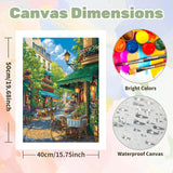 Ceiomez Paint by Numbers Kit for Adults, Street Cafe Paint by Number, Street Paint by Numbers for Adults Beginner for Gift Home Wall Decor 16x20 Inch Ceiomez