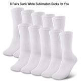 Geyoga 8 Pairs Blanks White Sublimation Socks 15.7 Inch Personalized Printable Polyester Socks Athletic Socks for Men Women Winter People DIY Gifts Personalized Socks Decoration Party Favors Geyoga