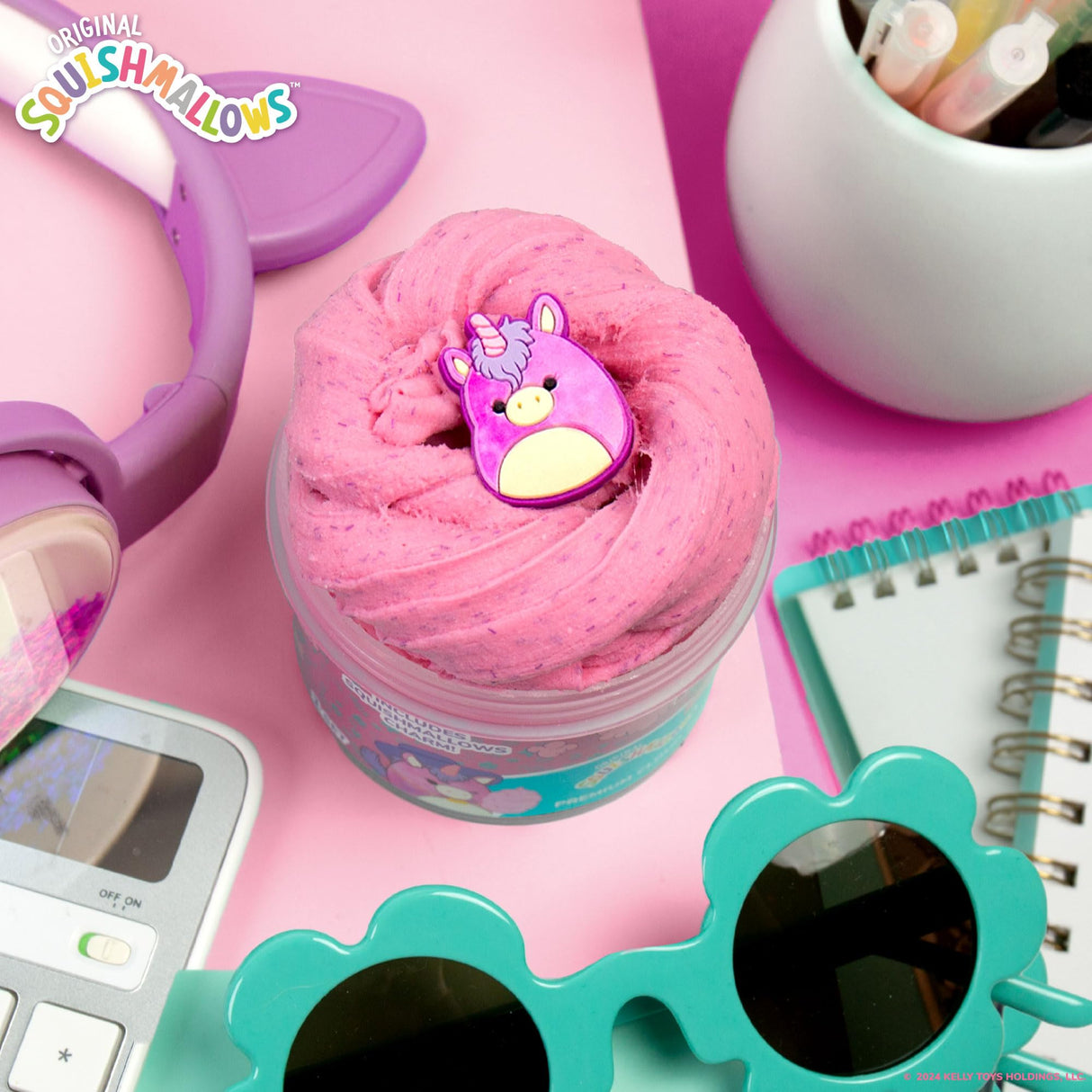 Original Squishmallows Lola The Unicorn Premium Scented Slime, Cotton Candy Scented, 8 oz. Fluffy with 2 Fun Add Ins, Pre-Made Slime for Kids, Great 6 Year Old Toys, Super Squishy Toy Squishmallows