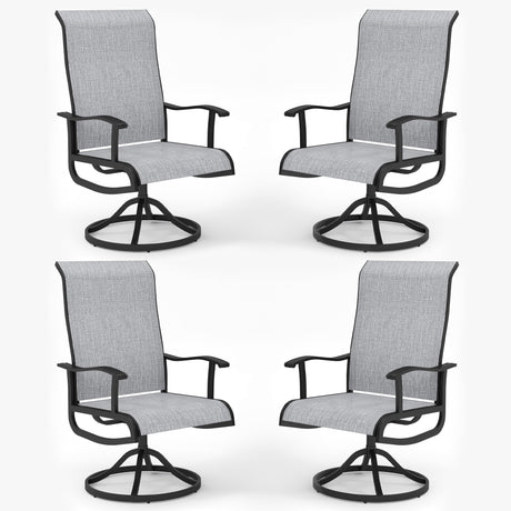 PIZZELLO Patio Swivel Chairs Set of 4 Outdoor Swivel Rocker Dining Chairs with All Weather Textilene High Back and Metal Frame, 350 LBS Capacity, Outdoor Chair Sets for Lawn Garden Backyard Deck, Gray PIZZELLO