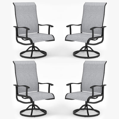 PIZZELLO Patio Swivel Chairs Set of 4 Outdoor Swivel Rocker Dining Chairs with All Weather Textilene High Back and Metal Frame, 350 LBS Capacity, Outdoor Chair Sets for Lawn Garden Backyard Deck, Gray