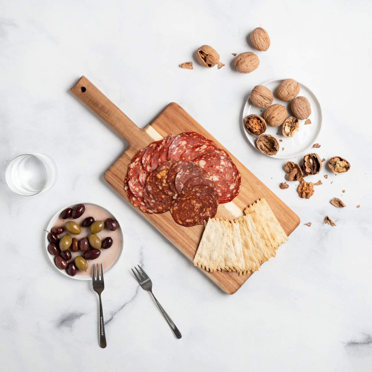 Villa Acacia Wooden Cutting Board - 17 x 7 Inch Wood Board Serving Tray for Bread and Cheese with Handle - Decorative Charcuterie Boards for New Home, Wedding Gift Thirteen Chefs