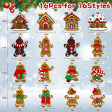 16Pcs Gingerbread Man Ornaments for Christmas Tree Gingerbread Christmas Decorations with Gingerbreads House Ornament for Christmas Tree Hanging Party Decor Miucat