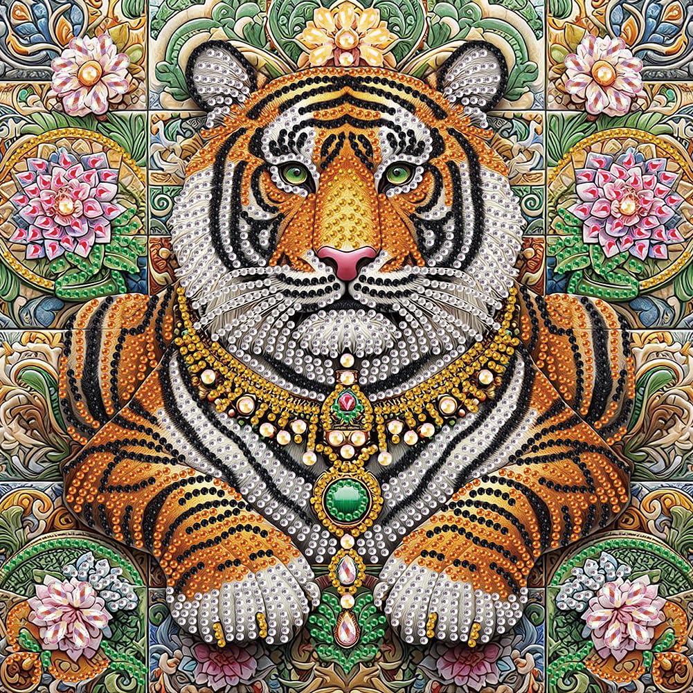 WSLWXSHM 5D Special Shape Diamond Art Kits for Beginners, Diamond Painting Kits for Adults Tiger, Crystal Rhinestones Diamond Painting for Home Wall Decoration Gift 12×12inch/30×30cm, Animal WSLWXSHM