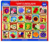 White Mountain What Flowers Mean 1000 Piece Puzzle Unique Art Collage Jigsaw Puzzles for Seniors and Adults White Mountain