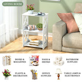 BYFU 3-Tier Side Table Set of 2, Narrow End Table with Storage Shelf, White Nightstand Bedside Table Small Bookshelf Bookcase Display Rack for Bedroom Bathroom Living Room Office BYFU