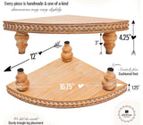 Corner Pedestal Stand Rustic Decor Riser for Display - Farmhouse Wood Rounded Beaded Tray for Kitchen and Bathroom Countertop Organizer, Coffee Bar, Plant Stand with Removable Feet (Rustic White) Felt Creative Home Goods