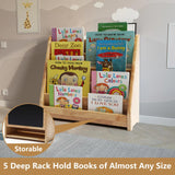 Nuoex 5-Tier Wooden Montessori Bookshelf with Chalkboard for Toddlers Nuoex