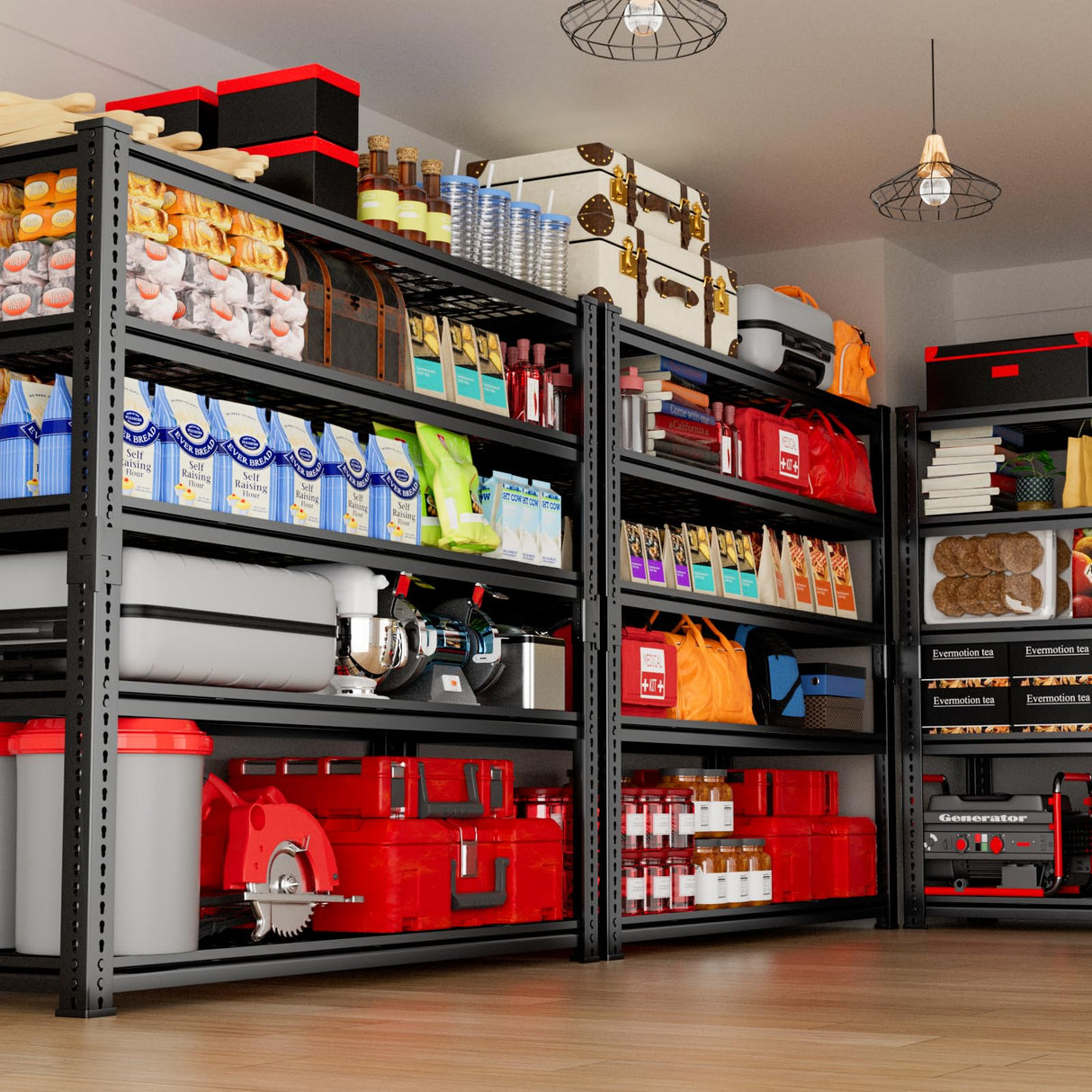 MODCART Storage Shelves 2PCS, Garage Shelving Heavy Duty 2800 LBS Capacity, 48" L x 18" W x 72" H Adjustable Metal Shelving Organizer Wire Rack, 5 Tier Utility Shelf Unit for Pantry Closet Warehouse MODCART