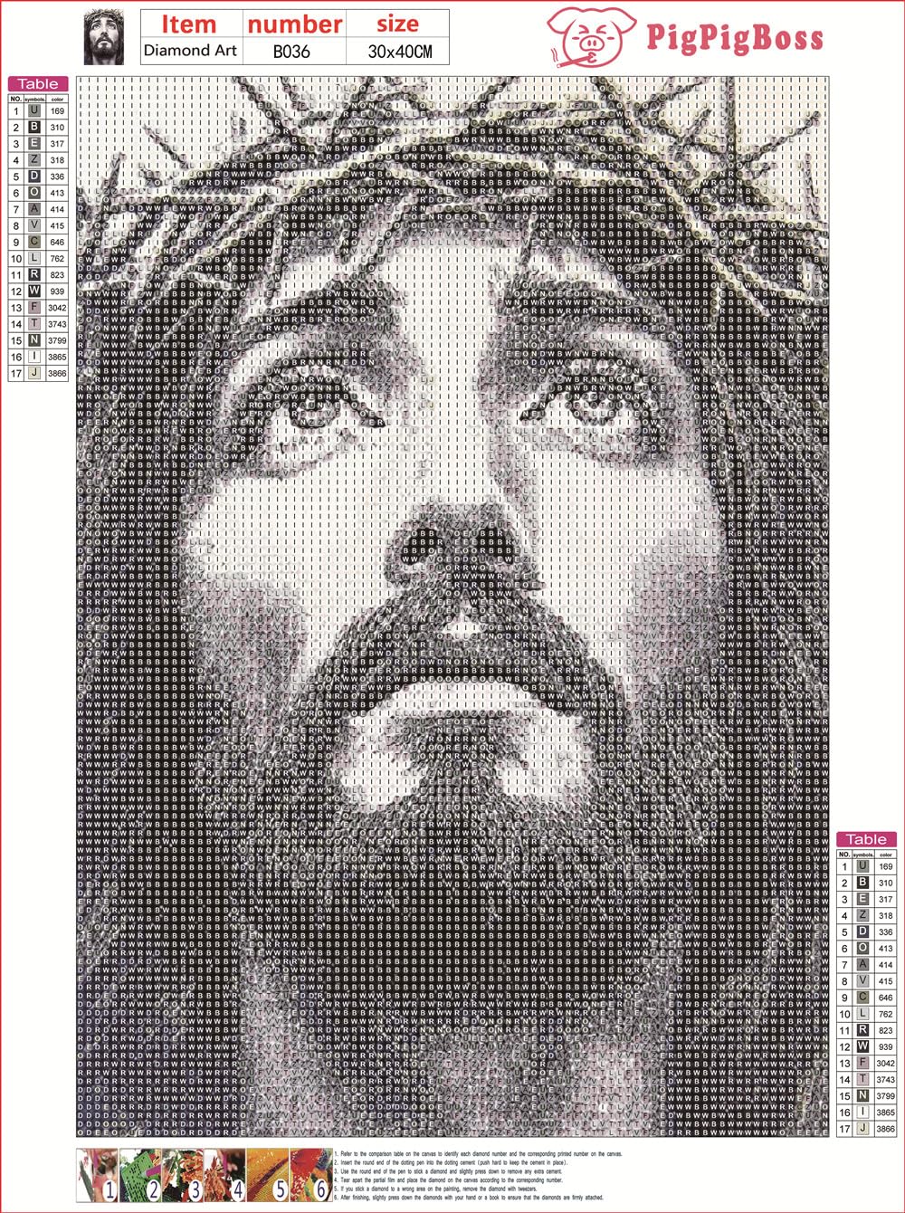 pigpigboss Jesus Diamond Painting by Numbers, 5D Full Diamond Art Painting Kits, Religious Jesus Diamond Painting Dots Arts Crafts for Adult Beginner Holiday Blessing (11.8 x 15.7 inches) pigpigboss