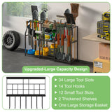 keomaisyto Garden Tool Organizer, Heavy Duty Yard Tool Tower Rack for Garage Organization and Storage, 3 Tier Utility Garden Tool Rack with hooks for Garden/Shed/Garage/Yard/Basement/Lawn keomaisyto