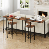 MAHANCRIS 78.7" Console Table with USB Ports, Sofa Table, Narrow Entryway Table with Outlets, 11.8" Wide Couch Table, Industrial Entry Table for Hallway, Living Room, Bedroom, Rustic Brown CTHR320E01 MAHANCRIS