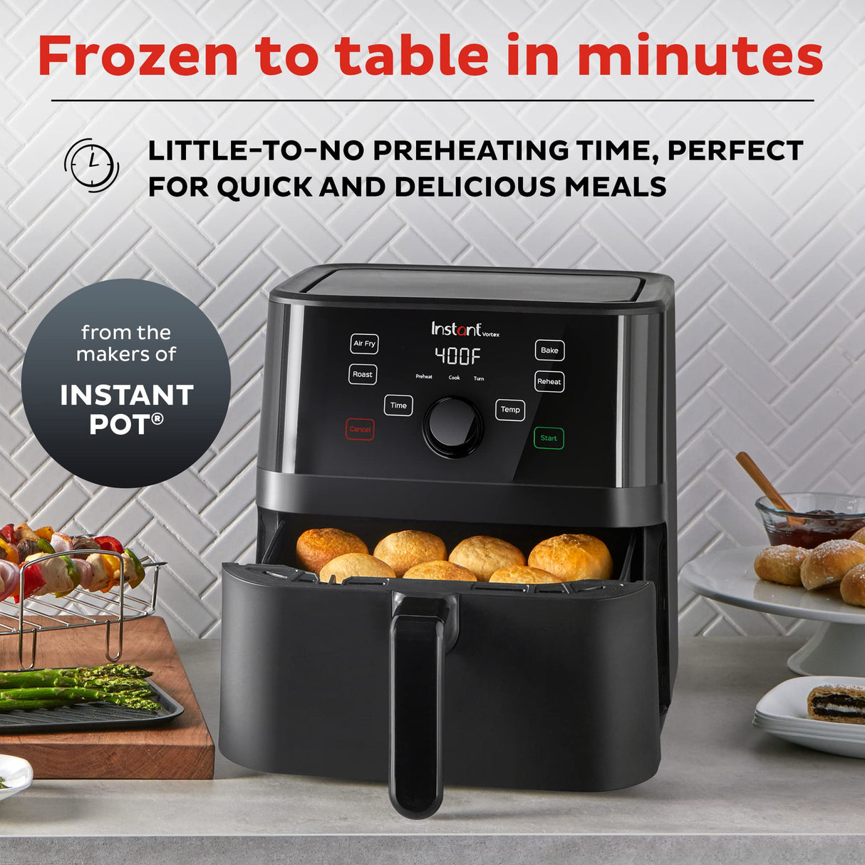 Instant Pot Vortex 5.7QT Air Fryer With Accessories, Custom Smart Cooking Programs, 4-in-1 Functions that Crisps, Roasts, Bakes and Reheats, 100+ In-App Recipes, from the Makers of Instant Pot, Black Instant Pot