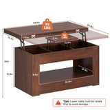 UNIQUITE 40" Lift Top Coffee Table, 4 in 1 Multi-Function Lift Coffee Table with Storage and Hidden Compartment, Convertible Coffee Tables to Dining Table for Living Room, Walnut UNIQUITE