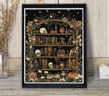 Skull Diamond Art Kits for Adults, Goth Skull Bookshelf Diamond Painting Kits for Beginners, Full Drill Crystal Rhinestone Gem Diamond Art Kits Craft for Home Wall Decor 12X16 Inch askkqtx