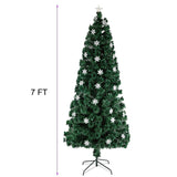 Juegoal 7 ft Pre-Lit Optical Fiber Christmas Artificial Tree, with LED RGB Color Changing Led Lights, Snowflakes and Top Star, Festive Party Holiday Fake Multicolor Xmas Tree with Sturdy Metal Legs Juegoal