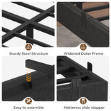 ADORNEVE Full Size Floating Bed Frame with LED Lighting, Linen Upholstered Platform and Underbed Storage, Heavy-Duty Steel Support ADORNEVE