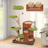 PETSITE 55 Inch Wood Cat Tree, Multi-Level Cat Tower with Double Decker Cat House, Scratching Posts and Sisal Board, Soft Padded Platforms, and Hanging Toy, Wooden Large Cat Tree Tower for Indoor Cats PETSITE