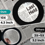 KUVRS 10X Magnifying Glass with Light and Stand, 2,200 Lumens 3 Color Stepless Dimming Lighted Magnifier Light, 4 PCB Pillars & Soldering Helping Hands Magnifying Lamp for Craft Electronic Project KUVRS