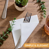 FOCUSLINE 100 Count Linen-Feel Disposable Cocktail Napkins -Square White Beverage Napkins - Soft and Absorbent Bulk Party Paper Napkins for Bar, Restaurant, Café, Wedding, Dinner or Events FOCUSLINE