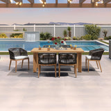 PURPLE LEAF 2 Pieces Outdoor Dining Chair All-Weather Wicker Aluminum Frame Patio Dining Chair for Lawn Garden Backyard Deck with Cushion Teak Armchair PURPLE LEAF