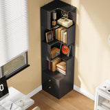 IRONCK Corner Bookshelf, 70.87" Tall Corner Bookcase with Drawers, Corner Shelf Storage Display Rack for Living Room Home Office, Black IRONCK