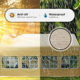 Quictent 13'X20' Retractable Party Tent with Wheels Movable Heavy Duty Carport Garage with Transparent Windows and Curtains Quictent