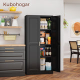 Kubohogar 60" Tall Metal Pantry Cabinet, Black Kitchen Pantry Storage Cabinet with Doors and 3 Adjustable Shelves, Cupboard for Kitchen, Dining Room, Living Room, Bathroom Kubohogar