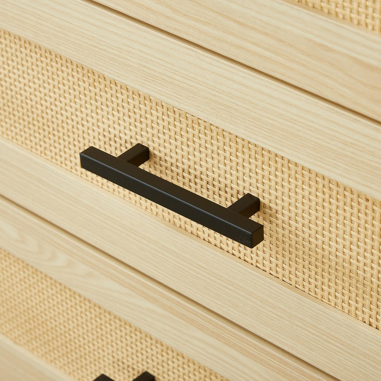 TrendTerrace Natural Rattan Armoire Wardrobe Closet Wood with 4 Doors 4 Drawers 2 Mirrors Hanging Rod and Shelves Large Clothes Storage Cabinet for Bedroom Pantry 62.99''W x 18.9''D x 70.86''H TrendTerrace