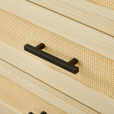 TrendTerrace Natural Rattan Armoire Wardrobe Closet Wood with 4 Doors 4 Drawers 2 Mirrors Hanging Rod and Shelves Large Clothes Storage Cabinet for Bedroom Pantry 62.99''W x 18.9''D x 70.86''H TrendTerrace