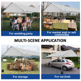 10x20 ft Heavy Duty Car Canopy Galvanized Frame Carport Outdoor Party Tent Boat Shelter with Reinforced Structure, No Sidewall - Light Grey SAILARY